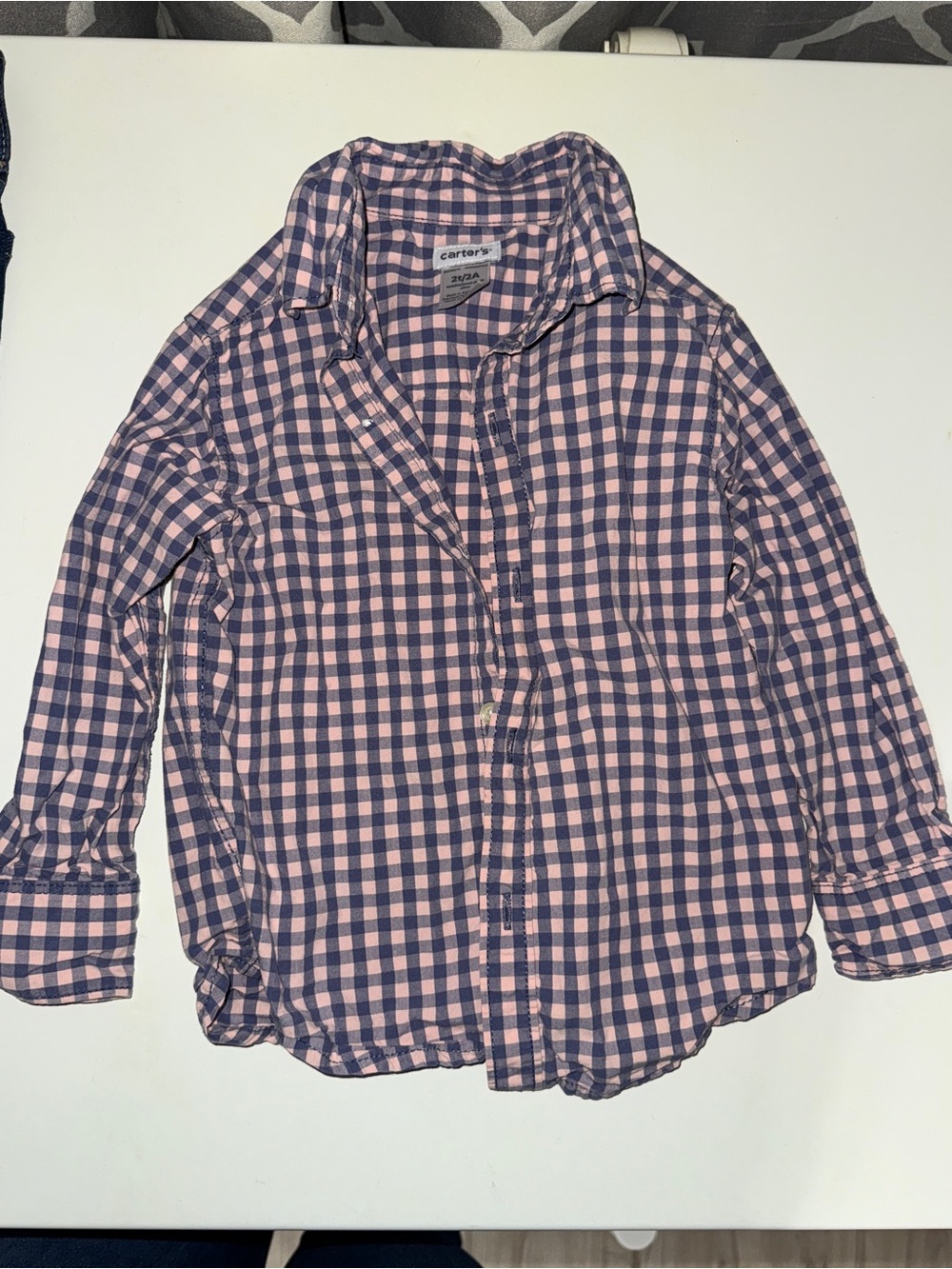 Carter's Pink & Navy Check Button-Down Shirt